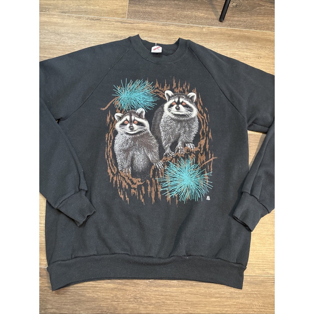 Vintage Rare 1987 Raccoon Crewneck LSJ Jerzeez USA 50/50 XL